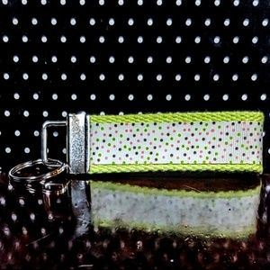Handmade Polka Dot Key Fob with Split Key Ring